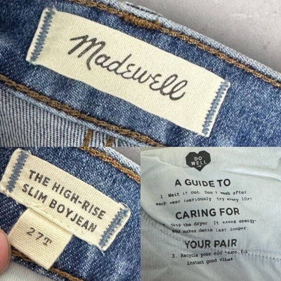 Madewell Tall High-Rise Slim Boyjean Raebrook Size 27 Denim 27T Style KE238 Jean - Picture 5 of 16